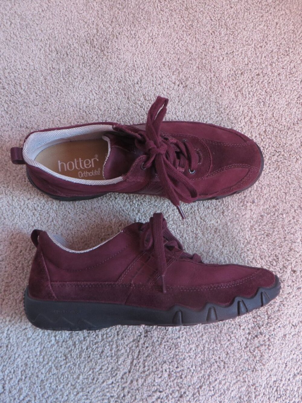 Hotter Ortholite Womens Leanne Sneakers Size 7 Red/Maroon Nubuck Suede Cushioned